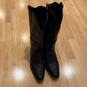 Black Western Vegan Leather Boots